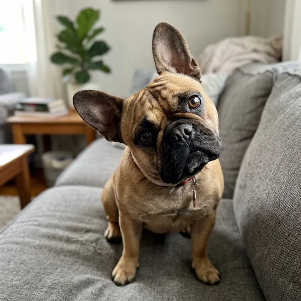Bouledogue français sur un canapé